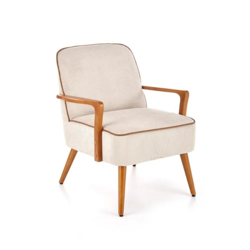 Fotel do salonu PASTORE jasnobeżowy/jasny orzech