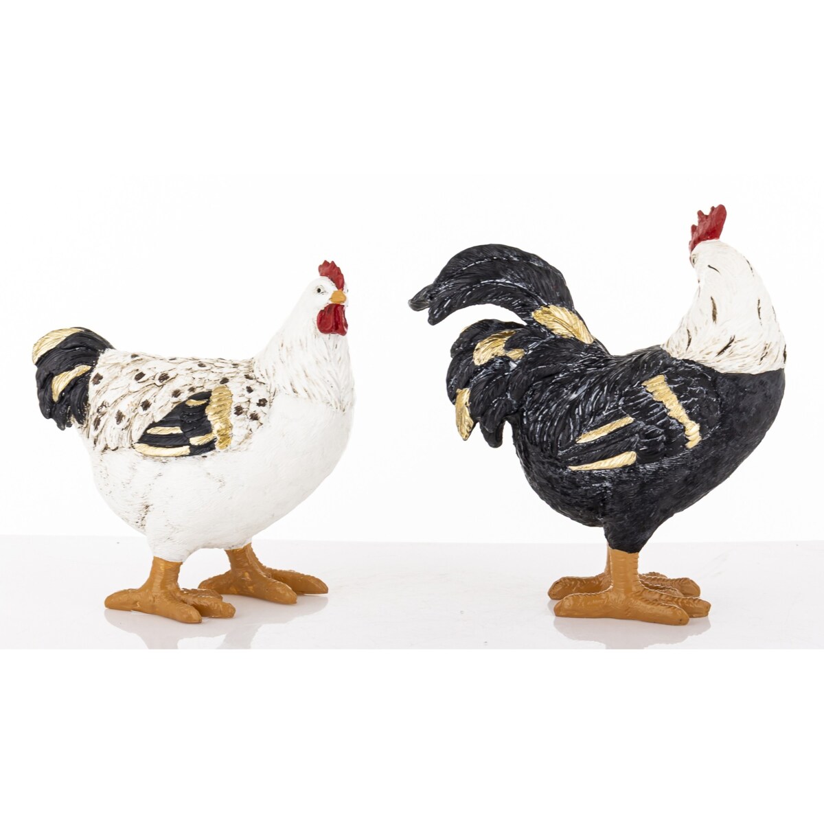 Dekoracja - kolorowa KURA I KOGUT 21x19x9 i 18x14,5x8,5 cm PLOMFEE