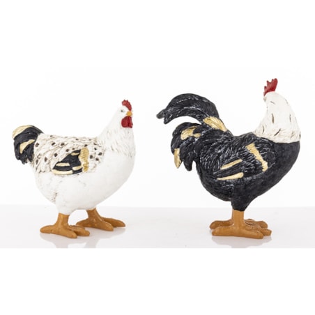 Dekoracja - kolorowa KURA I KOGUT 21x19x9 i 18x14,5x8,5 cm PLOMFEE