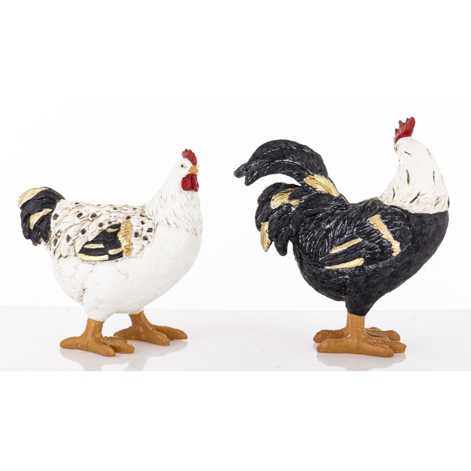 Dekoracja - kolorowa KURA I KOGUT 21x19x9 i 18x14,5x8,5 cm PLOMFEE