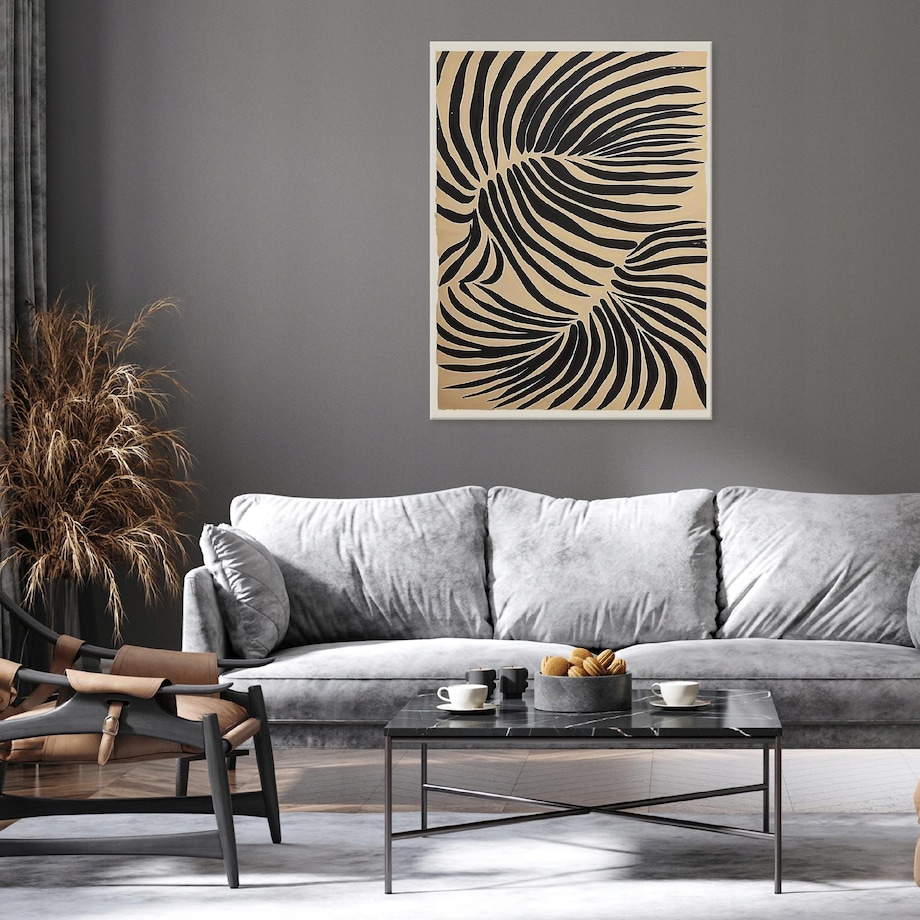 OBRAZ BOHO LIŚCIE BRĄZOWY NA PŁÓTNIE ŚCIANĘ DO SYPIALNI SALONU 100x70