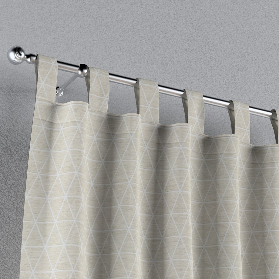 Zasłona na szelkach 1 szt. 130x245 trójkąty na beżowo-lnianym tle