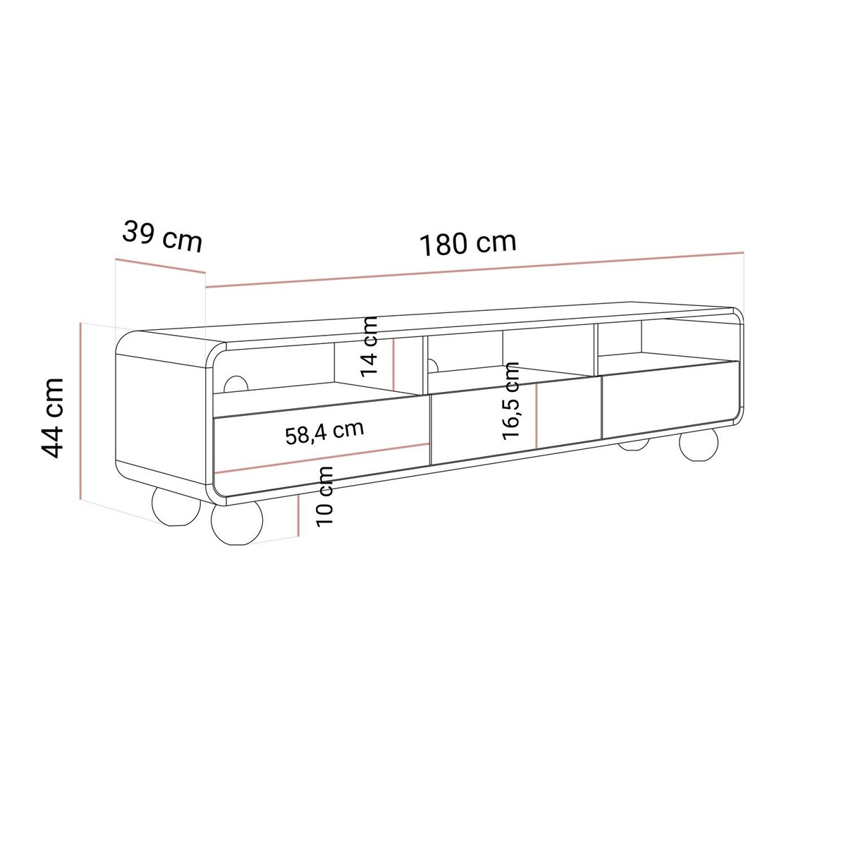 Szafka RTV OLIVIO 180 cm z szufladami kaszmir