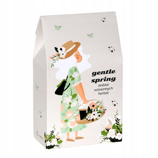 Zestaw 10 wiosennych herbat sypanych z zaparzaczem "GENTLE SPRING" - box prezentowy upominkowy dla kobiety babci mamy koleżanki przyjaciółki