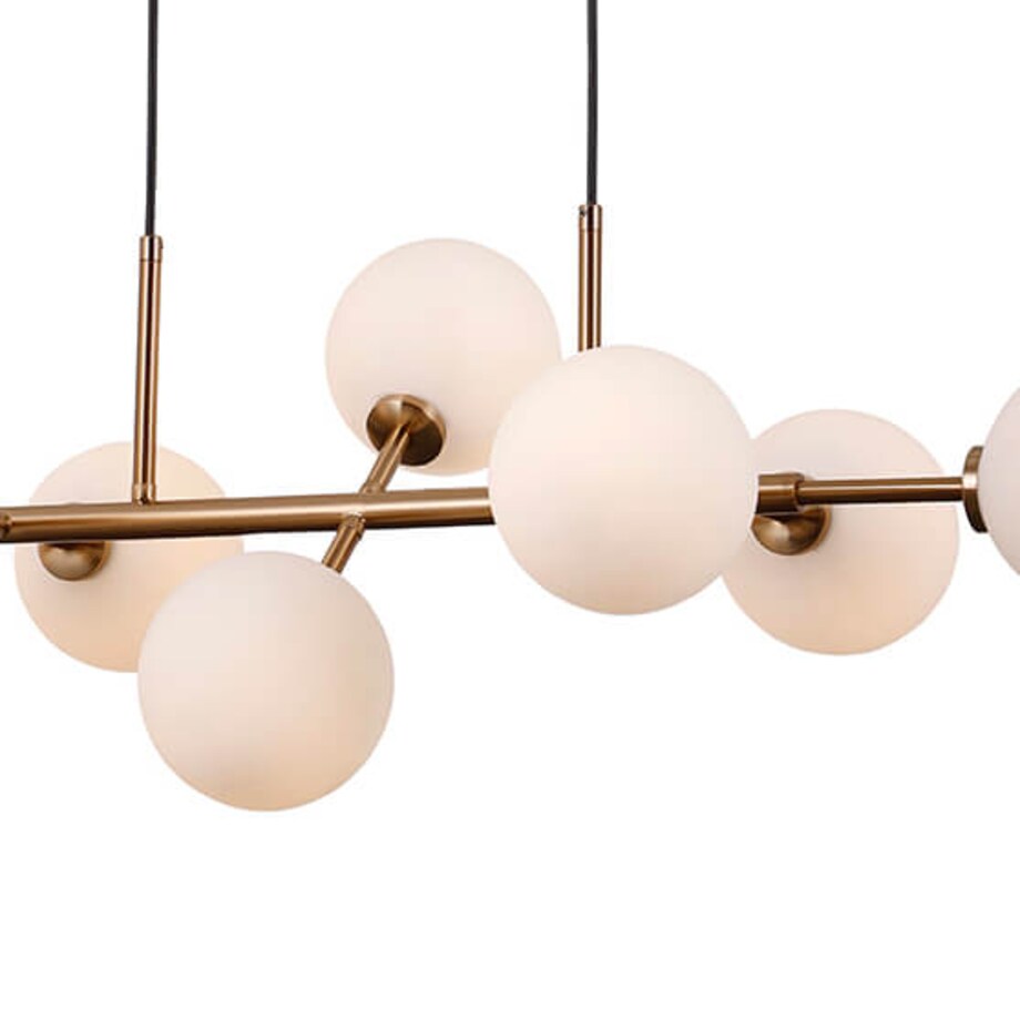 Modernistyczna lampa wisząca Mirellio szklane kule mosiądz