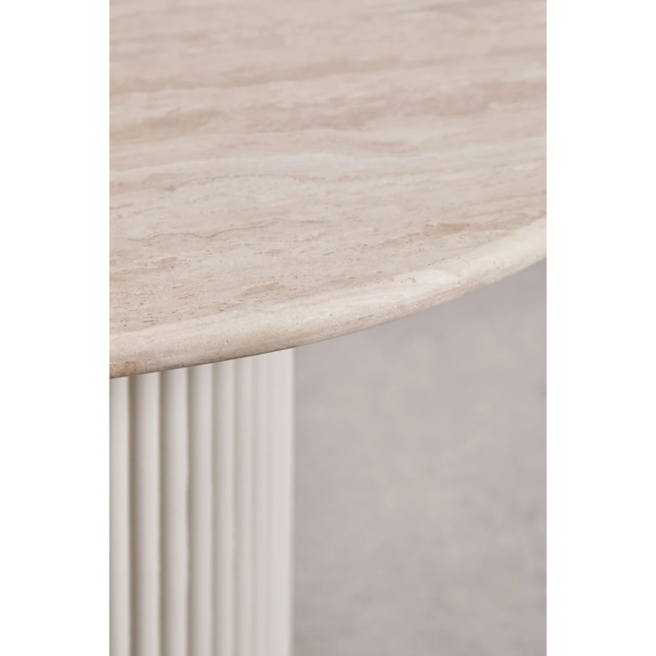 Owalny stół jadalniany 200x100 cm z trawertynu i drewna mango Norma