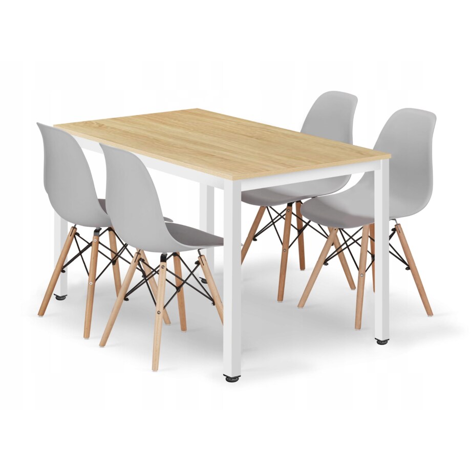 Zestaw Stół Do Jadalni Kuchni Salonu Biura Prostokątny Tessa 120X60 Dąb + 4 Krzesła Osaka Szare