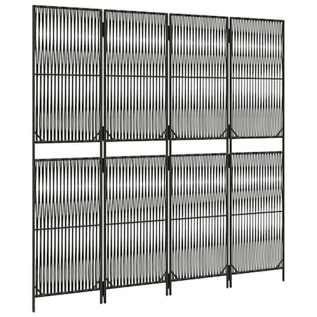 vidaXL Parawan 4-panelowy, szary, polirattan