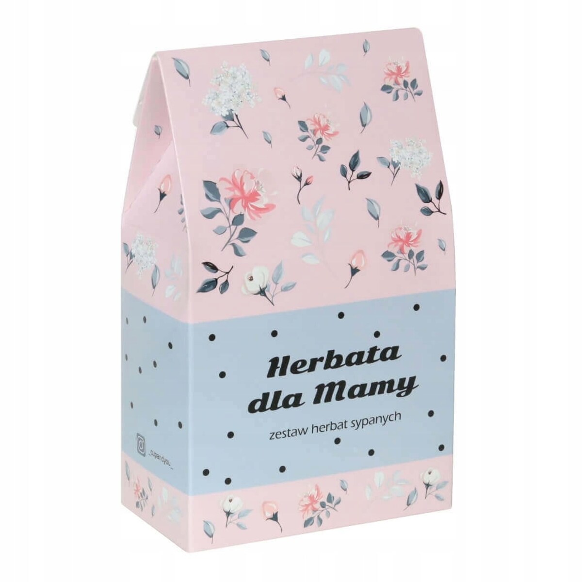 BOX PUDEŁKO KOSZ PREZENTOWY UPOMINKOWY DLA MAMY TEŚCIOWEJ - MIX 10 SMAKÓW KAW I 10 SMAKÓW HERBAT SYPANYCH + ZAPARZACZ - PREZENT UPOMINEK NA DZIEŃ MATKI