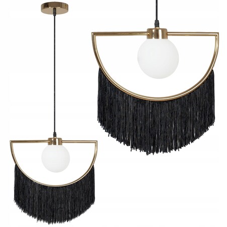 Lampa Sufitowa Wisząca Czarna Złota Glamour Gold