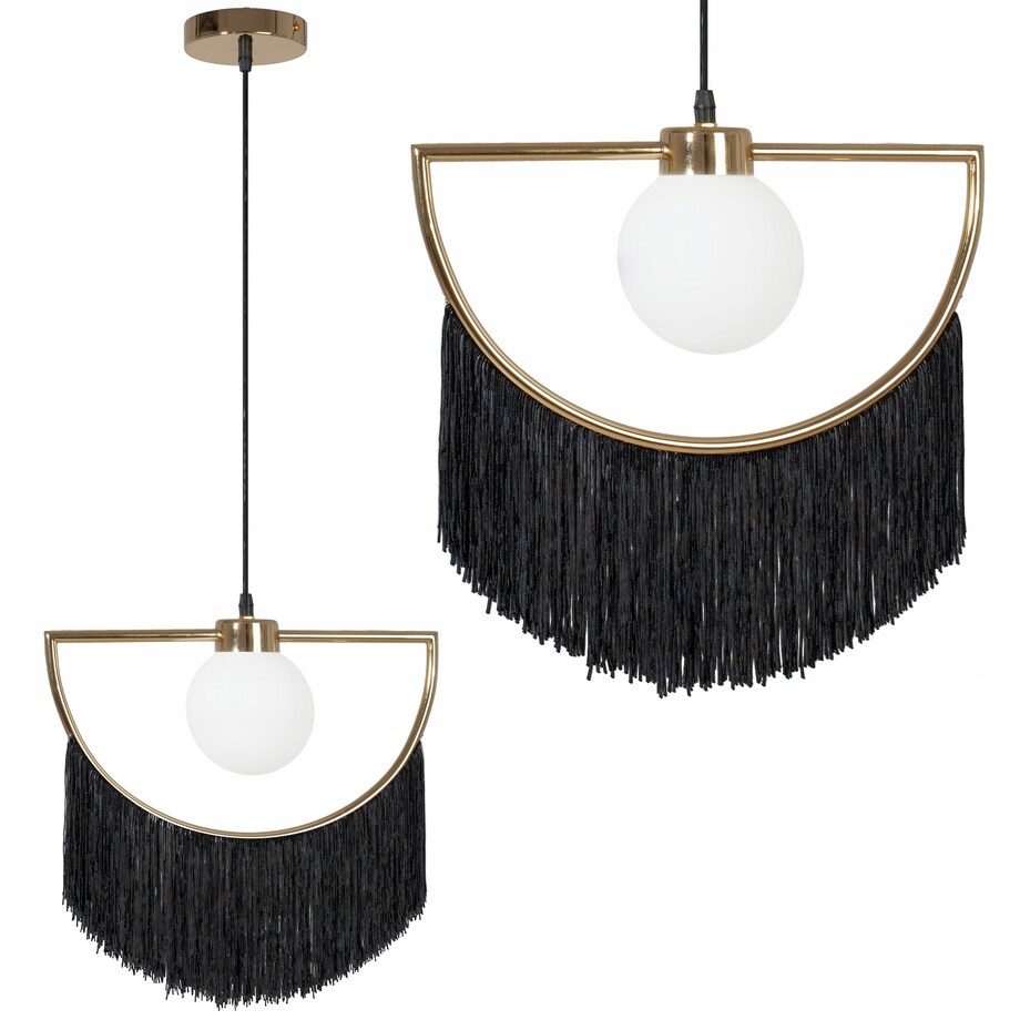 Lampa Sufitowa Wisząca Czarna Złota Glamour Gold