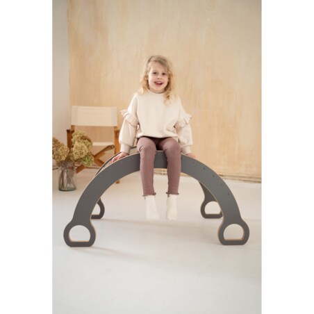 DUŻY bujak montessori + DUŻA zjeżdżalnia DRABINKA - szary