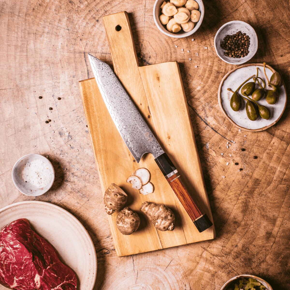 Japoński nóż szefa kuchni Torion w pudełku prezentowym Stal damasceńska VG-10 Profesjonalny nóż