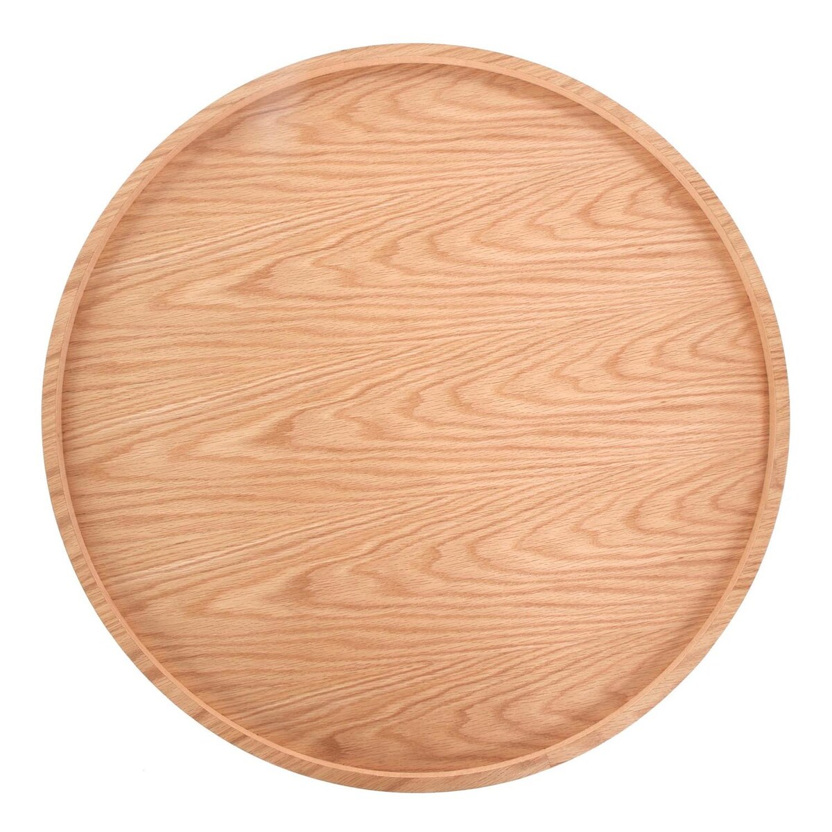 STOLIK KAWOWY Florence dąb OKRĄGŁY 80/45 cm półka z rattanu