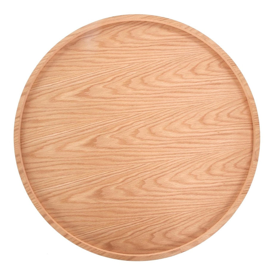 STOLIK KAWOWY Florence dąb OKRĄGŁY 80/45 cm półka z rattanu