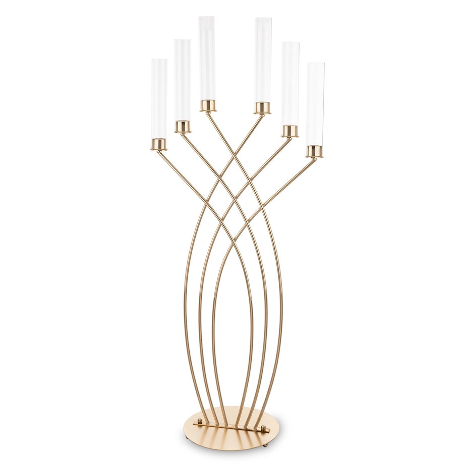 Świecznik metalowy na 6 świec złoty 118x50x28 cm ANELLI