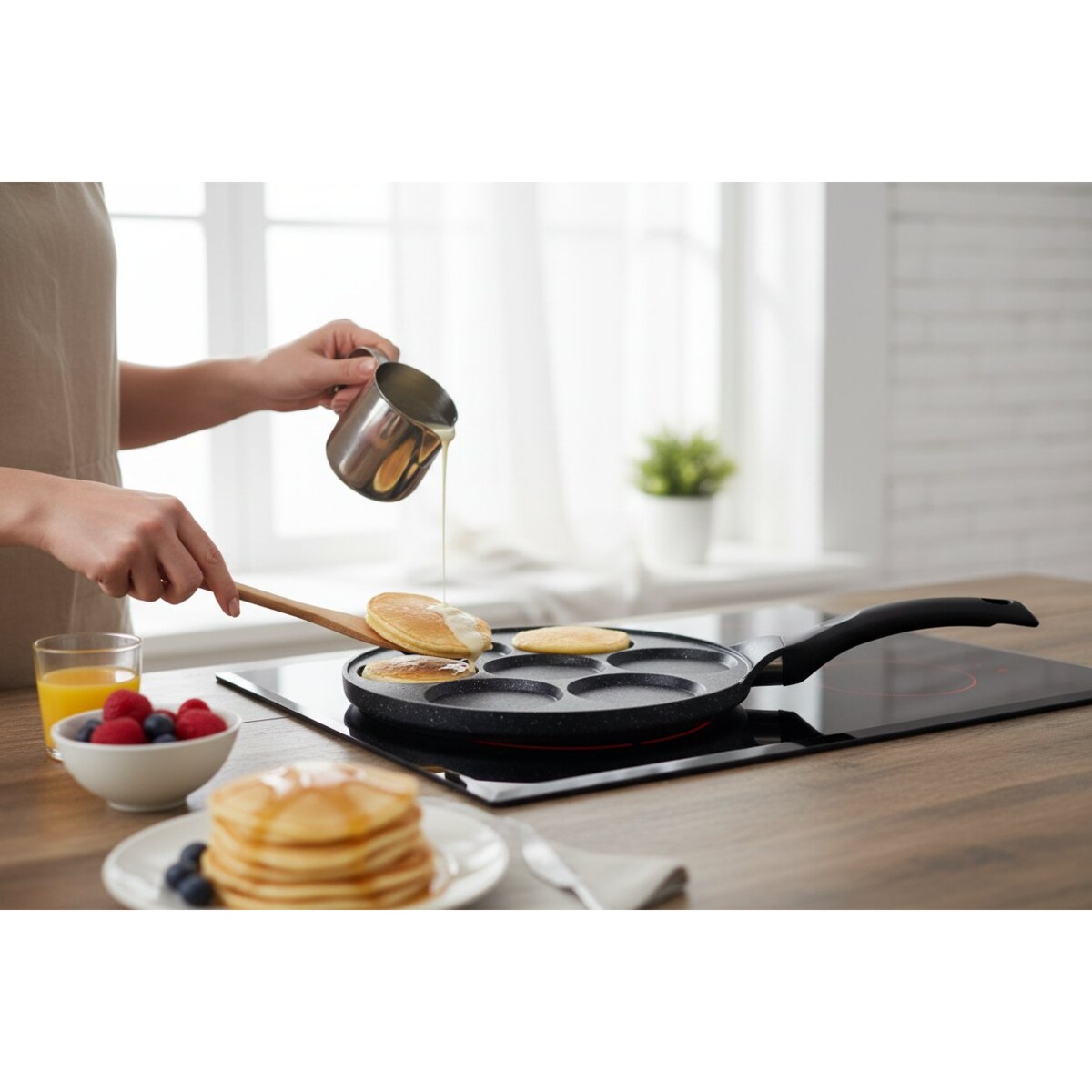 Patelnia do smażenia jajek pancake placuszków placków nieprzywierająca 26 cm 7 otworów ZILNER ZL-2415