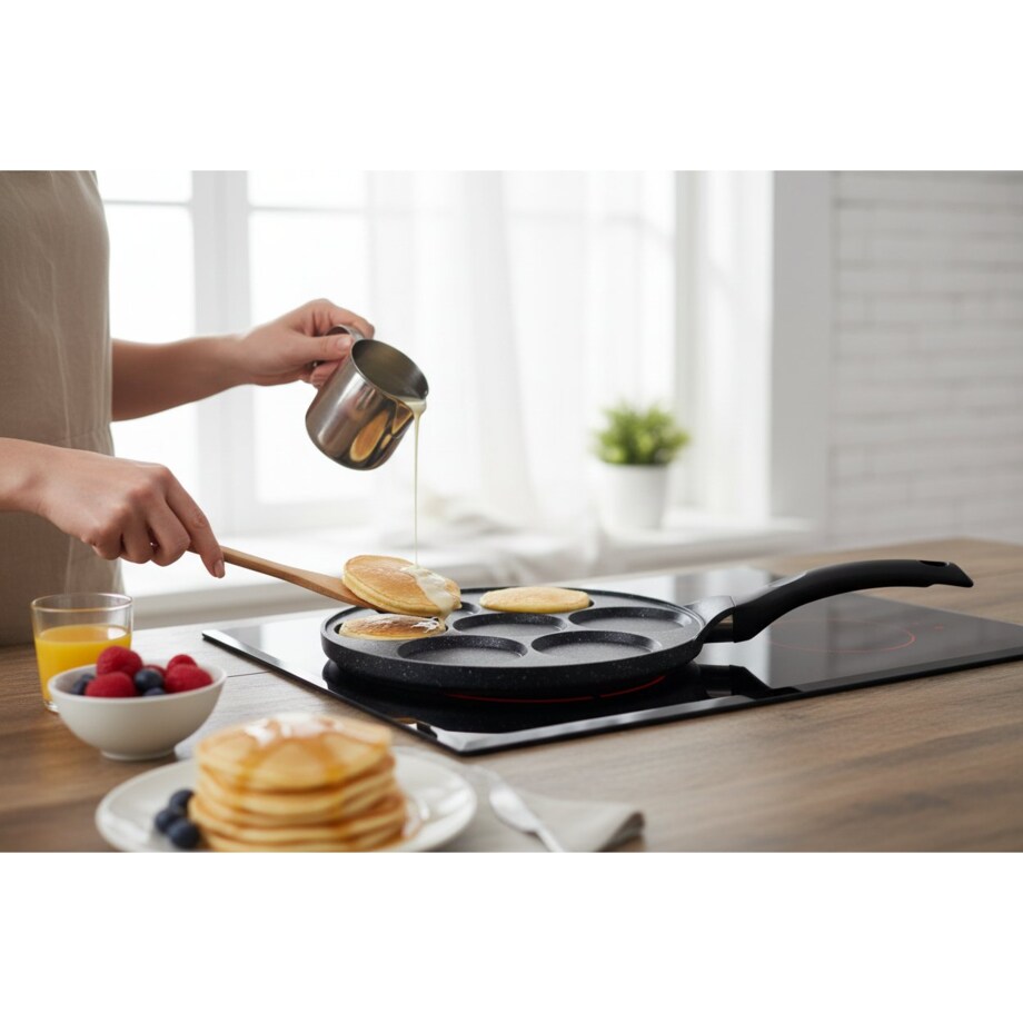 Patelnia do smażenia jajek pancake placuszków placków nieprzywierająca 26 cm 7 otworów ZILNER ZL-2415