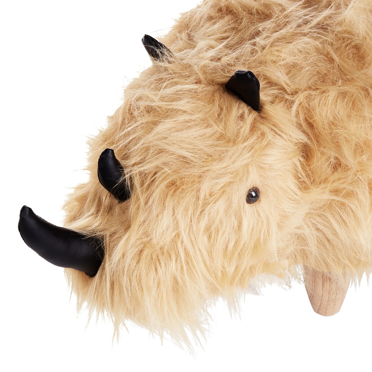 Pufa zwierzak WOOLLY Sztuczne futro Piaskowy Nosorożec