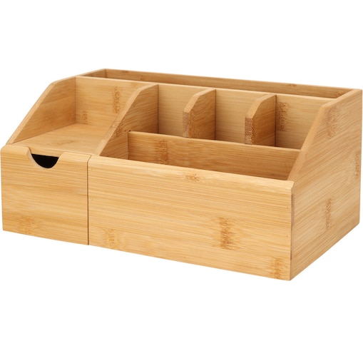 Organizer na kosmetyki bambusowy, naturalny, 24 x 15 x 11 cm, kolor brązowy