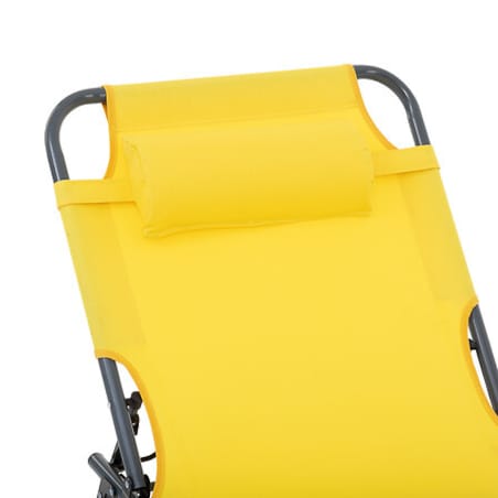 LEŻAK PLAŻOWY Asco żółty Z PODUSZKĄ składany 172x55x27cm