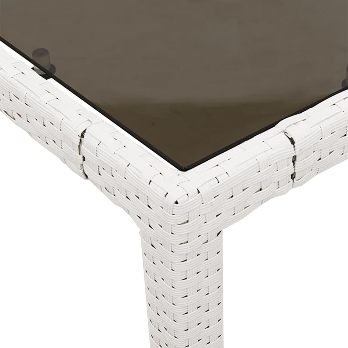 vidaXL Stół ogrodowy ze szklanym blatem, biały 190x90x75 cm, rattan PE