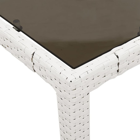 vidaXL Stół ogrodowy ze szklanym blatem, biały 190x90x75 cm, rattan PE