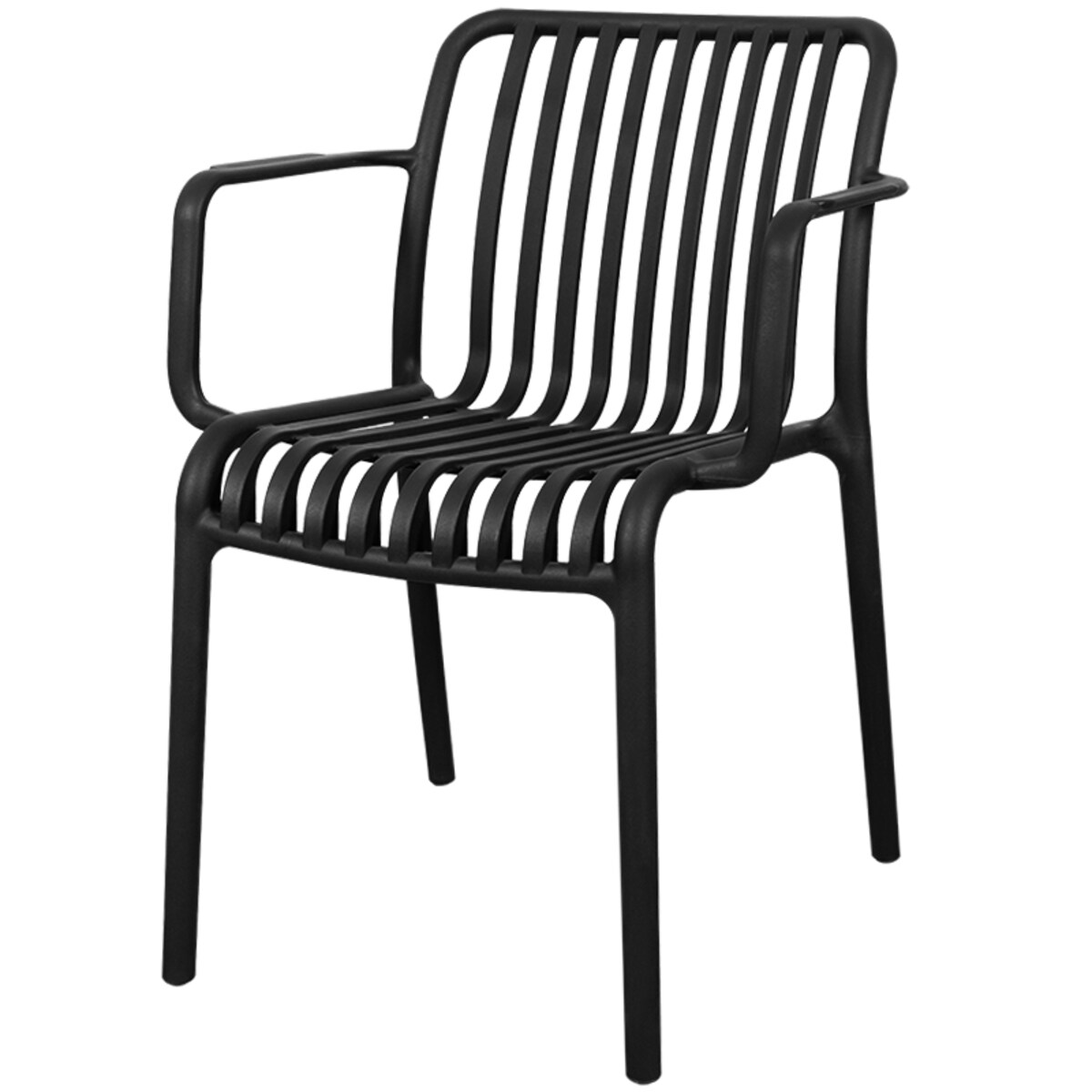 Krzesło plastikowe do salonu na balkon taras czarne nowoczesne z oparciem