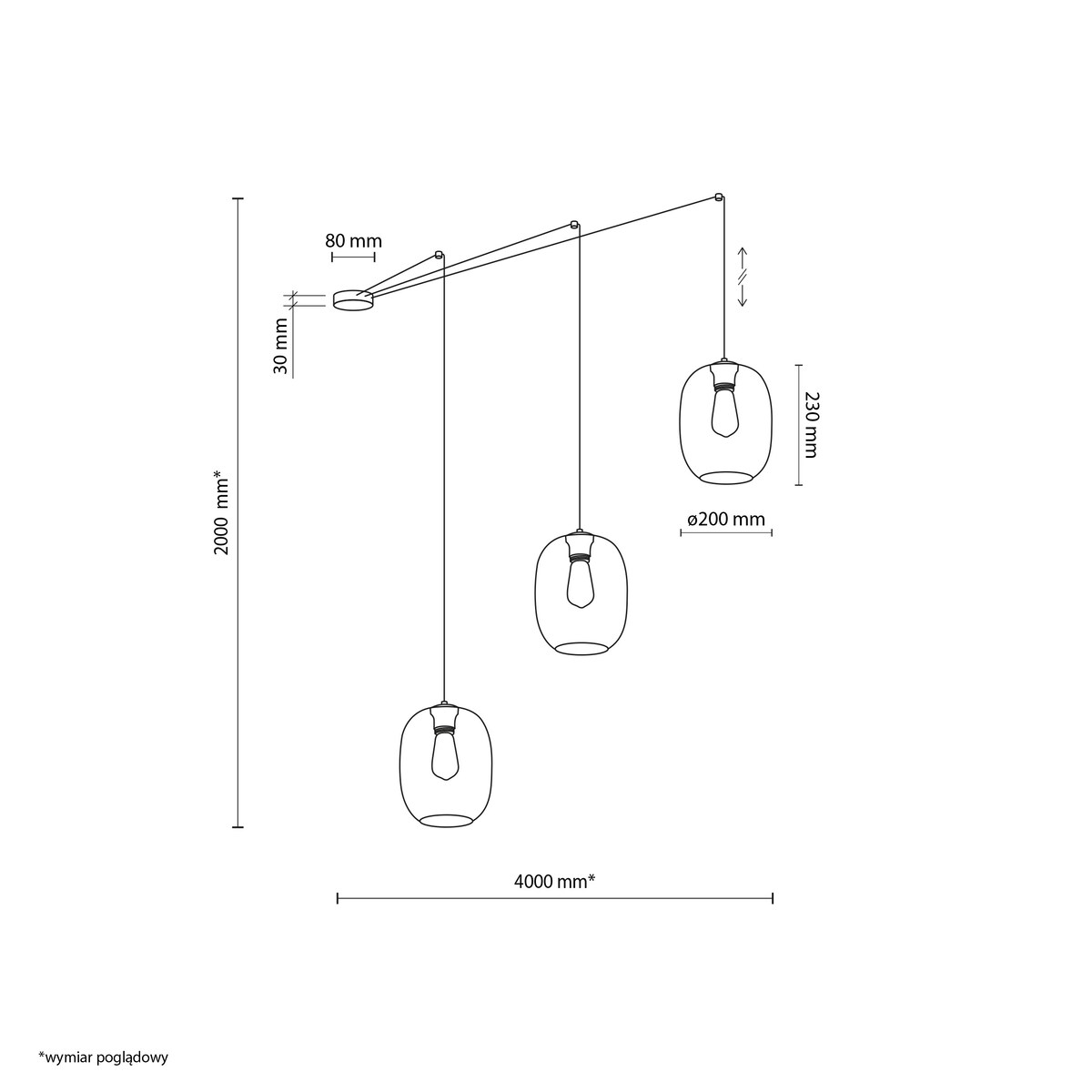 Lampa wisząca ELIO 5972 TK Lighting wielokolorowa 3xE27 regulowana do salonu i jadalni