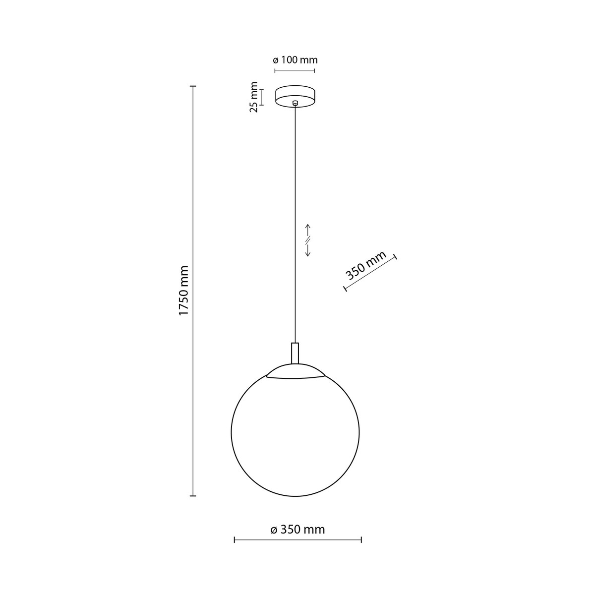 Lampa wisząca ESME WHITE 5671 TK Lighting biała czarna E27 regulowana 35 cm do salonu i jadalni