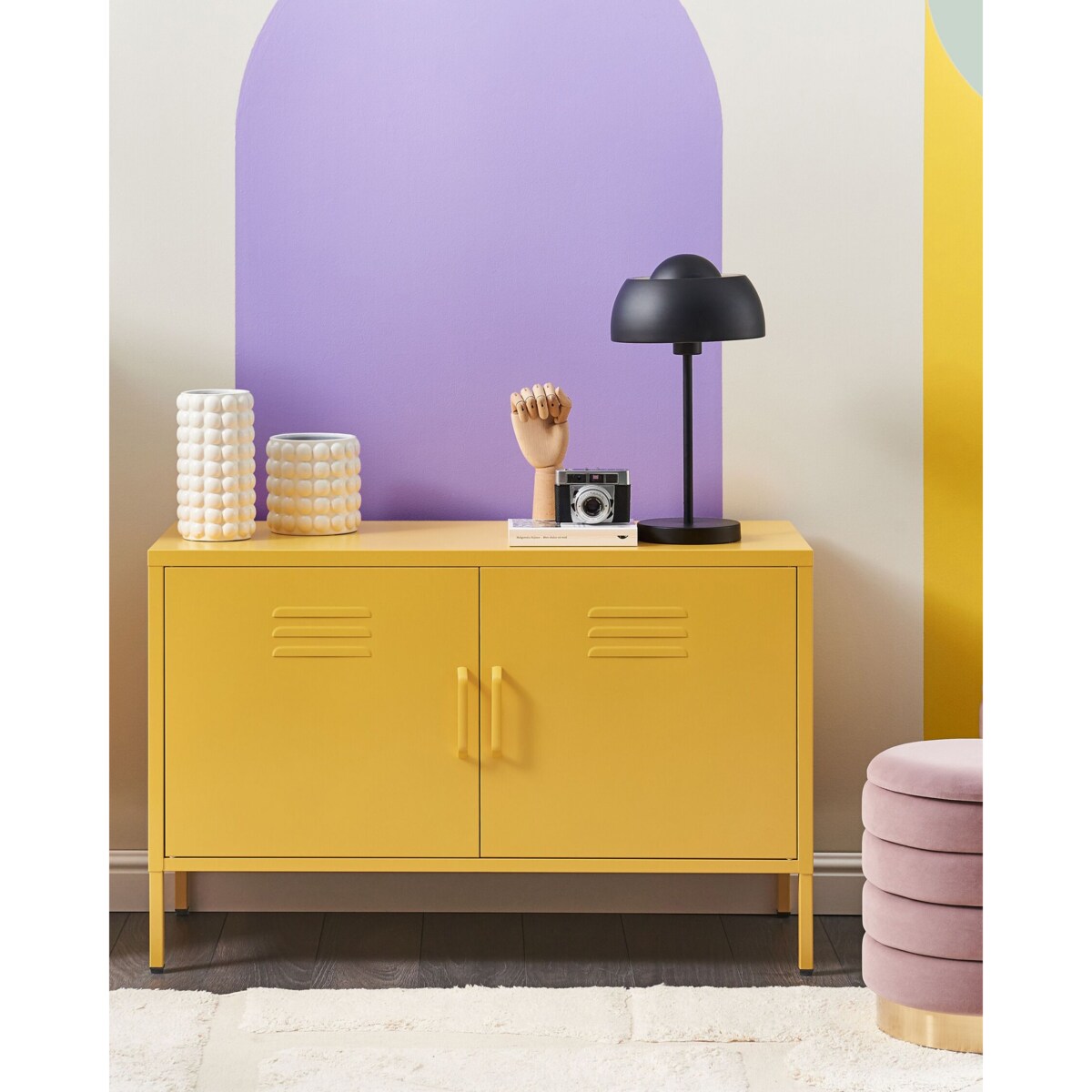 Szafka dwudrzwiowa metalowa żółta URIA