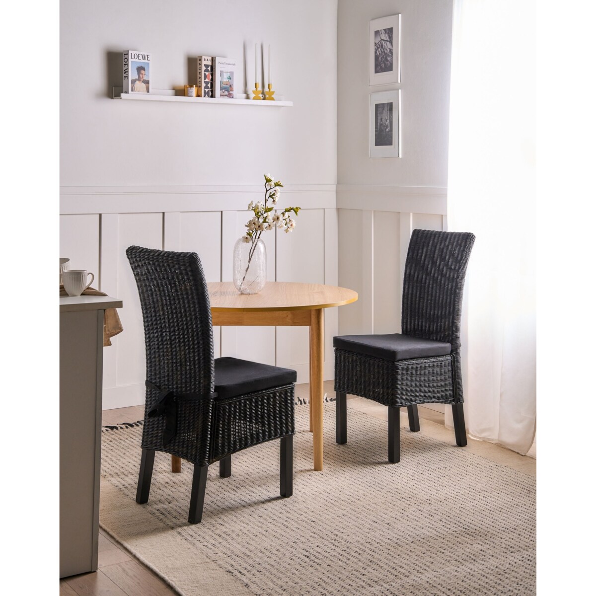 Zestaw 2 krzeseł do jadalni ANDES Rattan Czarny