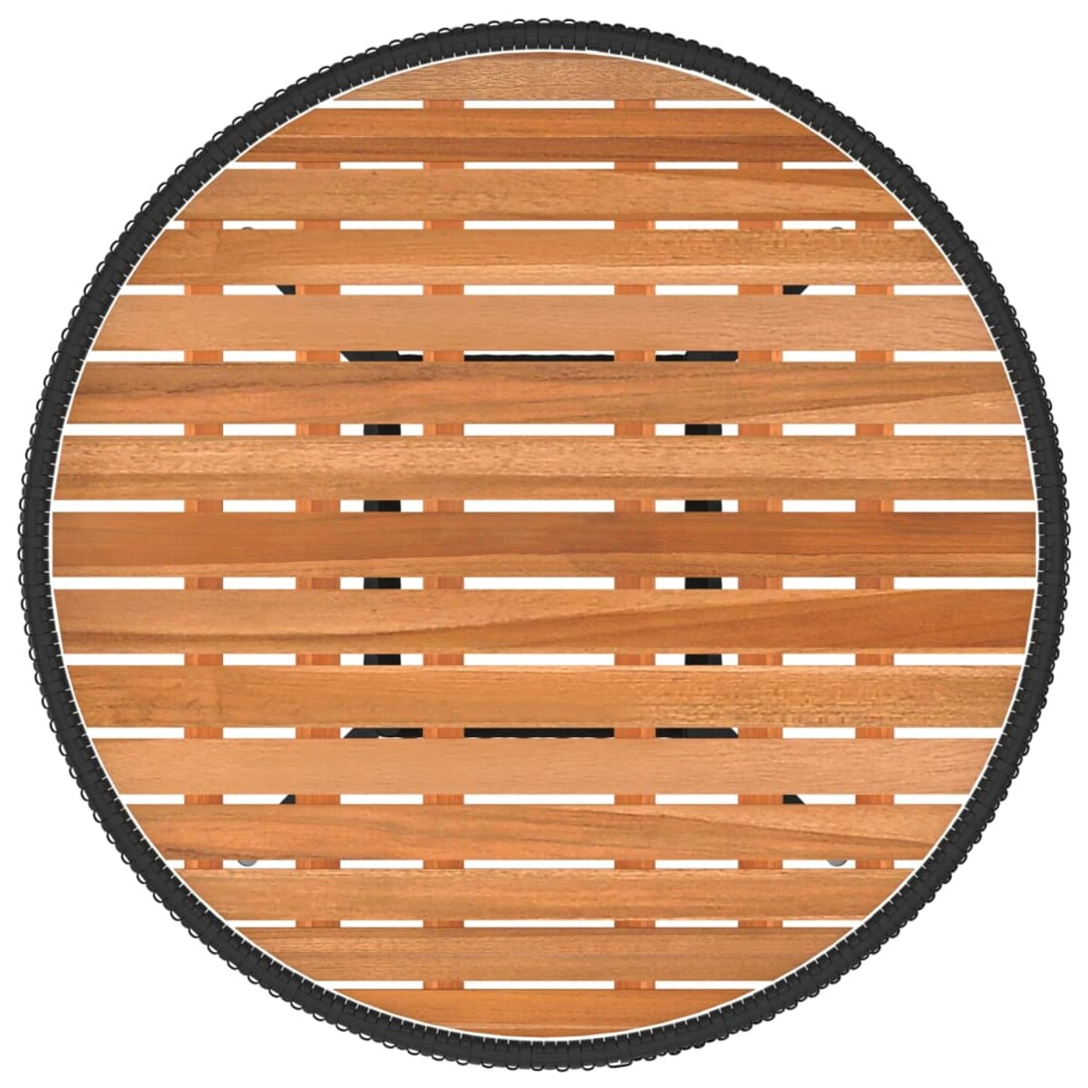 vidaXL Ogrodowy stolik jadalniany, czarny, Ø 70 cm, rattan PE i akacja