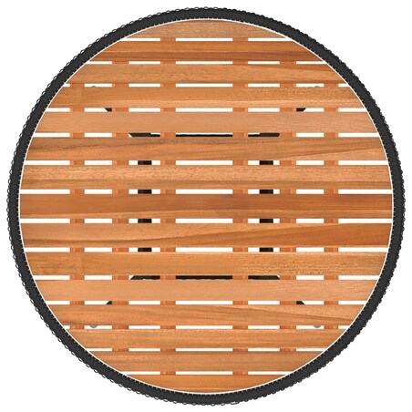 vidaXL Ogrodowy stolik jadalniany, czarny, Ø 70 cm, rattan PE i akacja