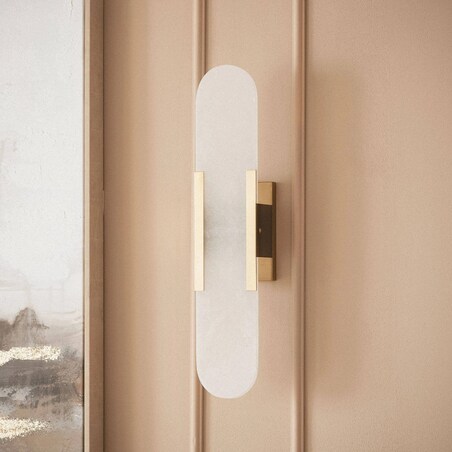 Kinkiet, lampa ścienna, złoty metal i marmur, Nanda, 50 cm