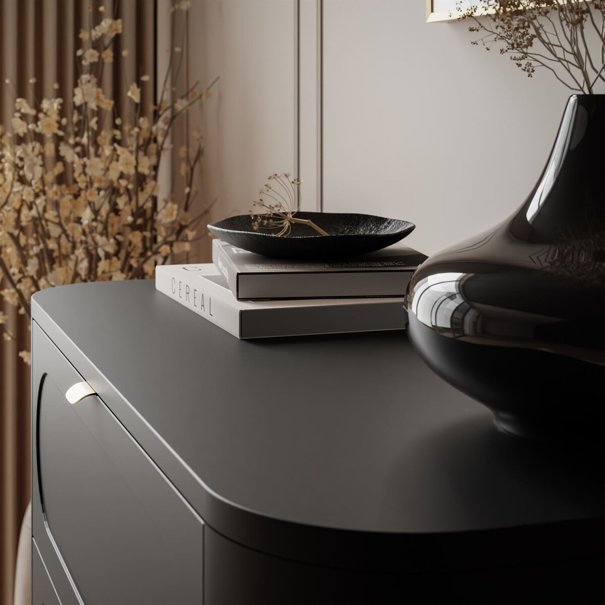 Komoda do sypialni 4S SHADOW z szufladami, czarna