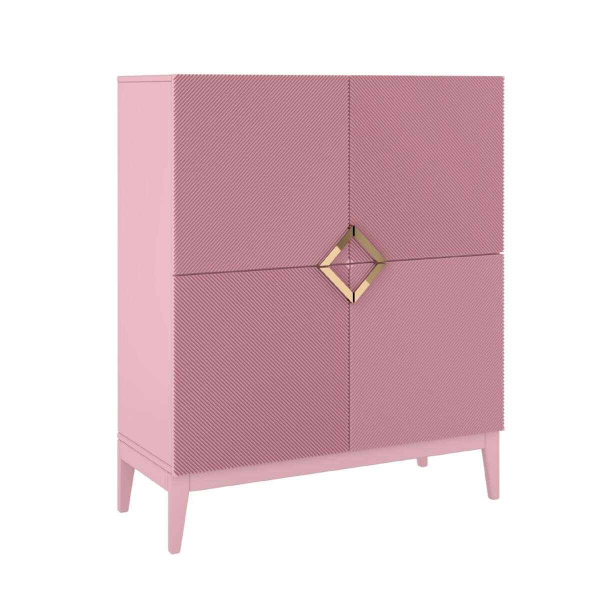 Drewniana komoda Visby DEMI HIGH / kolor pudrowy róż