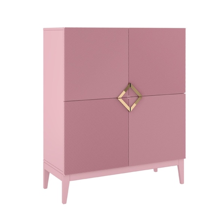 Drewniana komoda Visby DEMI HIGH / kolor pudrowy róż