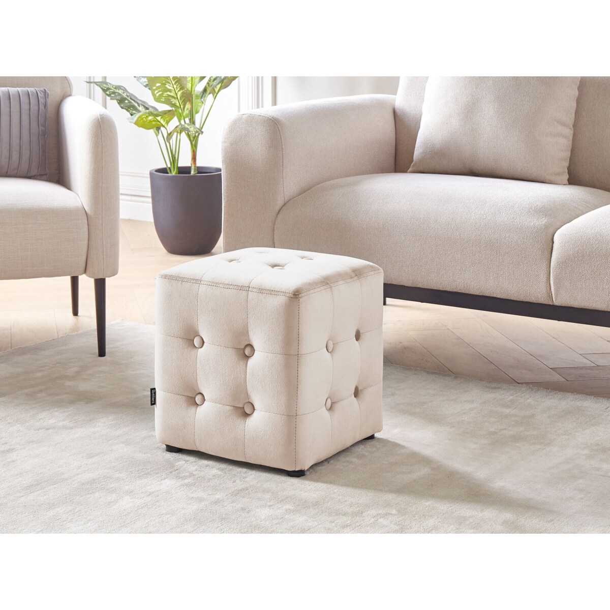 Puf welurowy 36 x 36 x 39 cm jasnobeżowy WISCONSIN