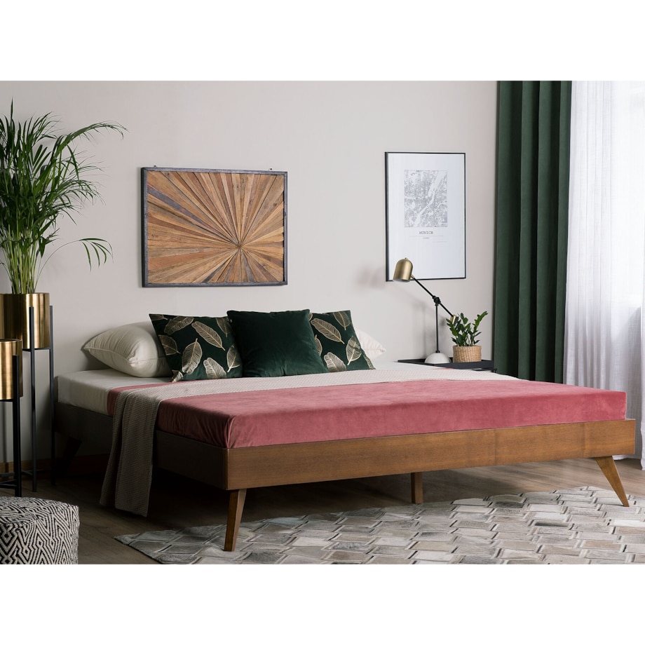 Łóżko 140 x 200 cm ciemne drewno BERRIC