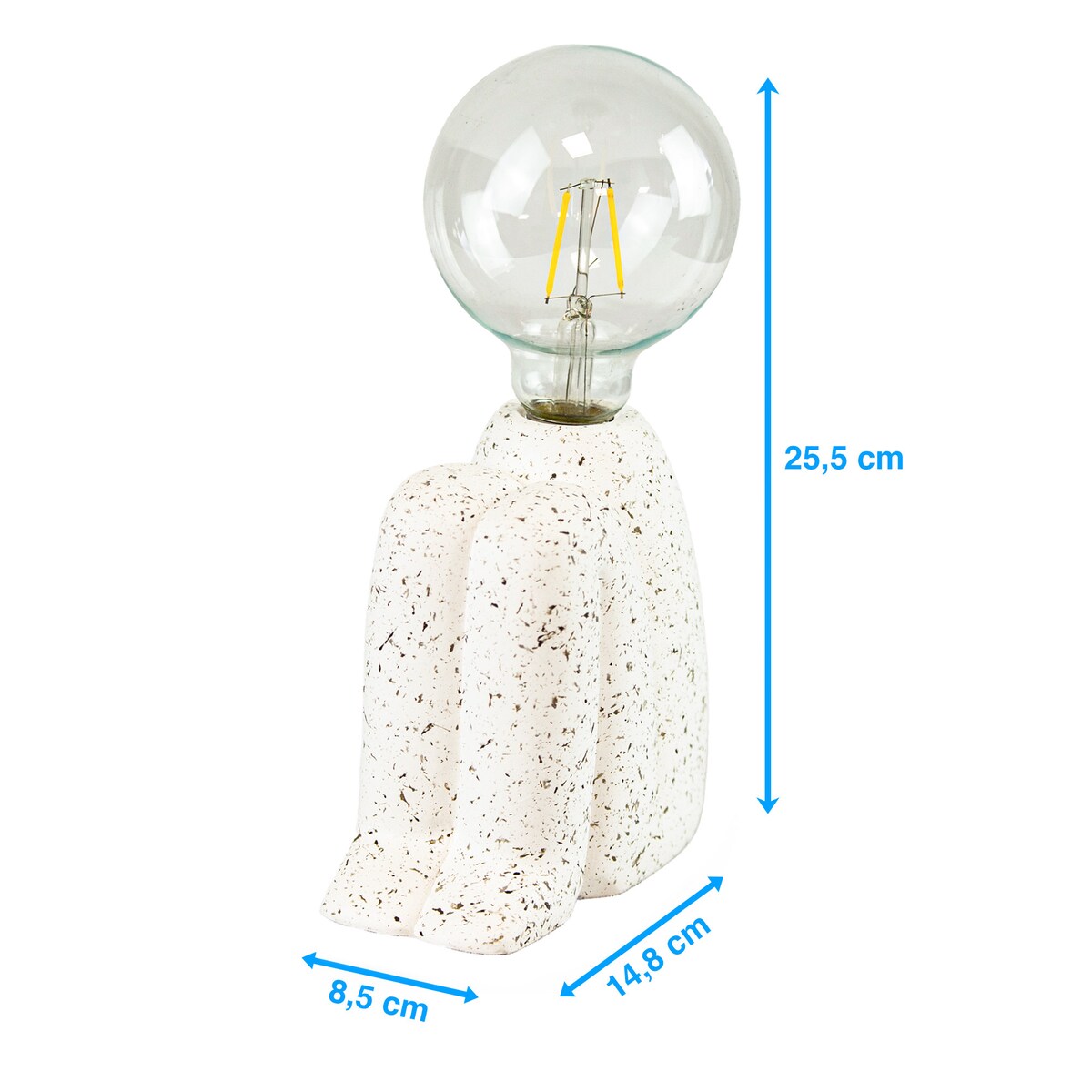 Lampka Nocna Led Stojąca Stołowa Cementowa Dekoracyjna Na Baterie Biała