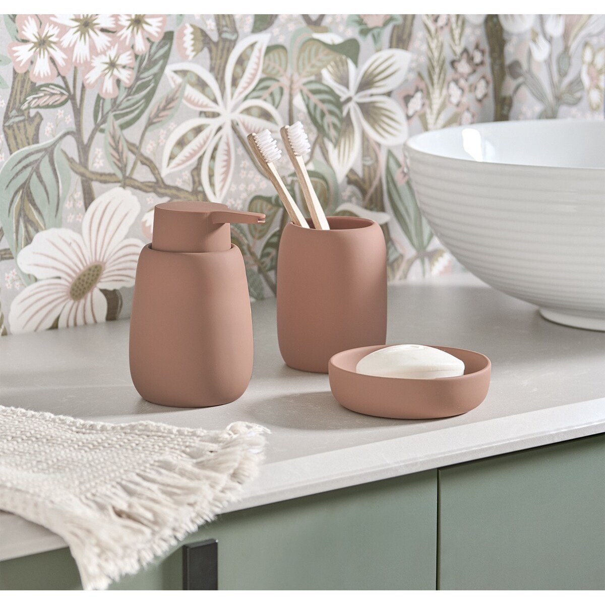 Dozownik ceramiczny na mydło w płynie 360 ml ALMOND mocca