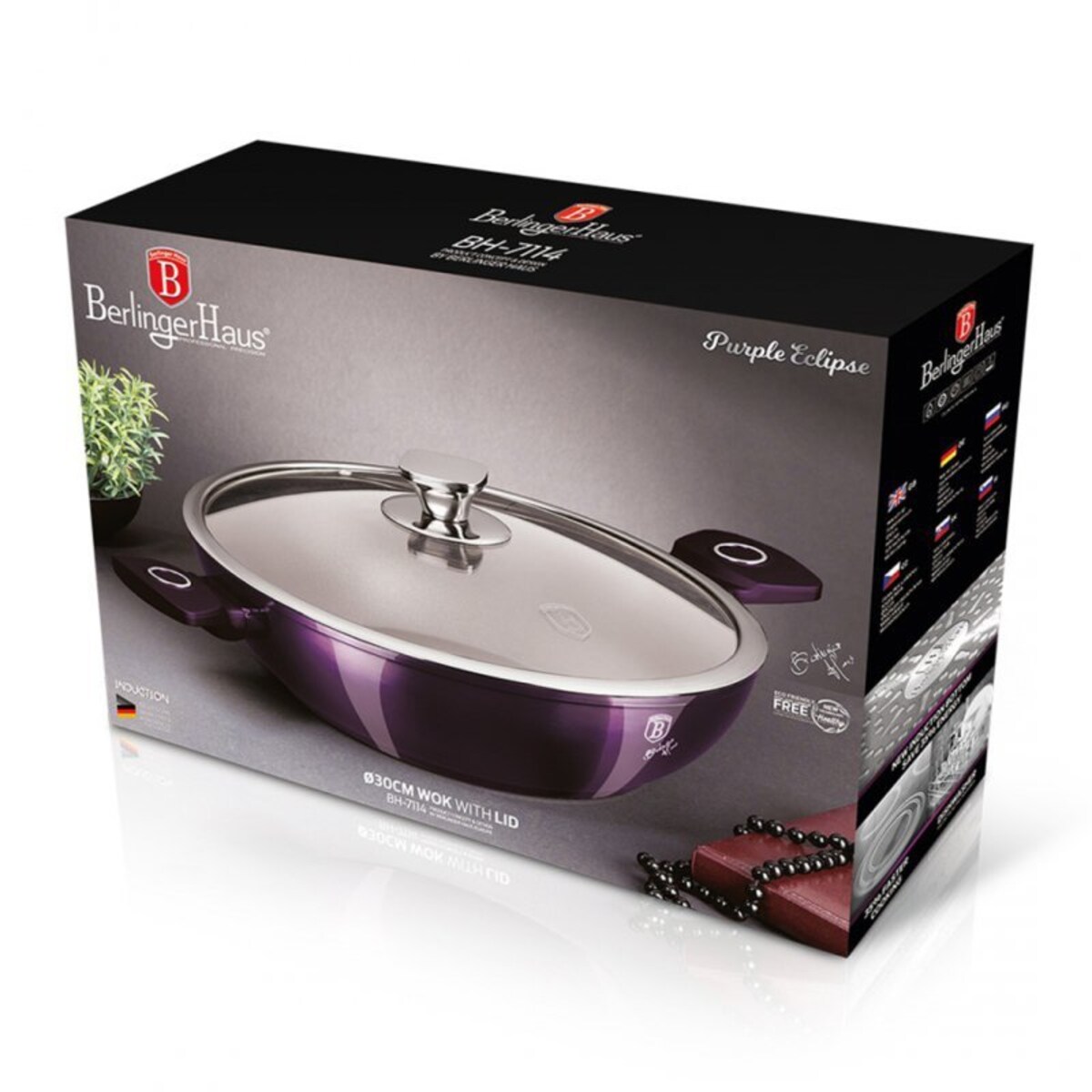 Wok z powłoką tytanową 30cm 4L BERLINGER HAUS Purple Eclipse