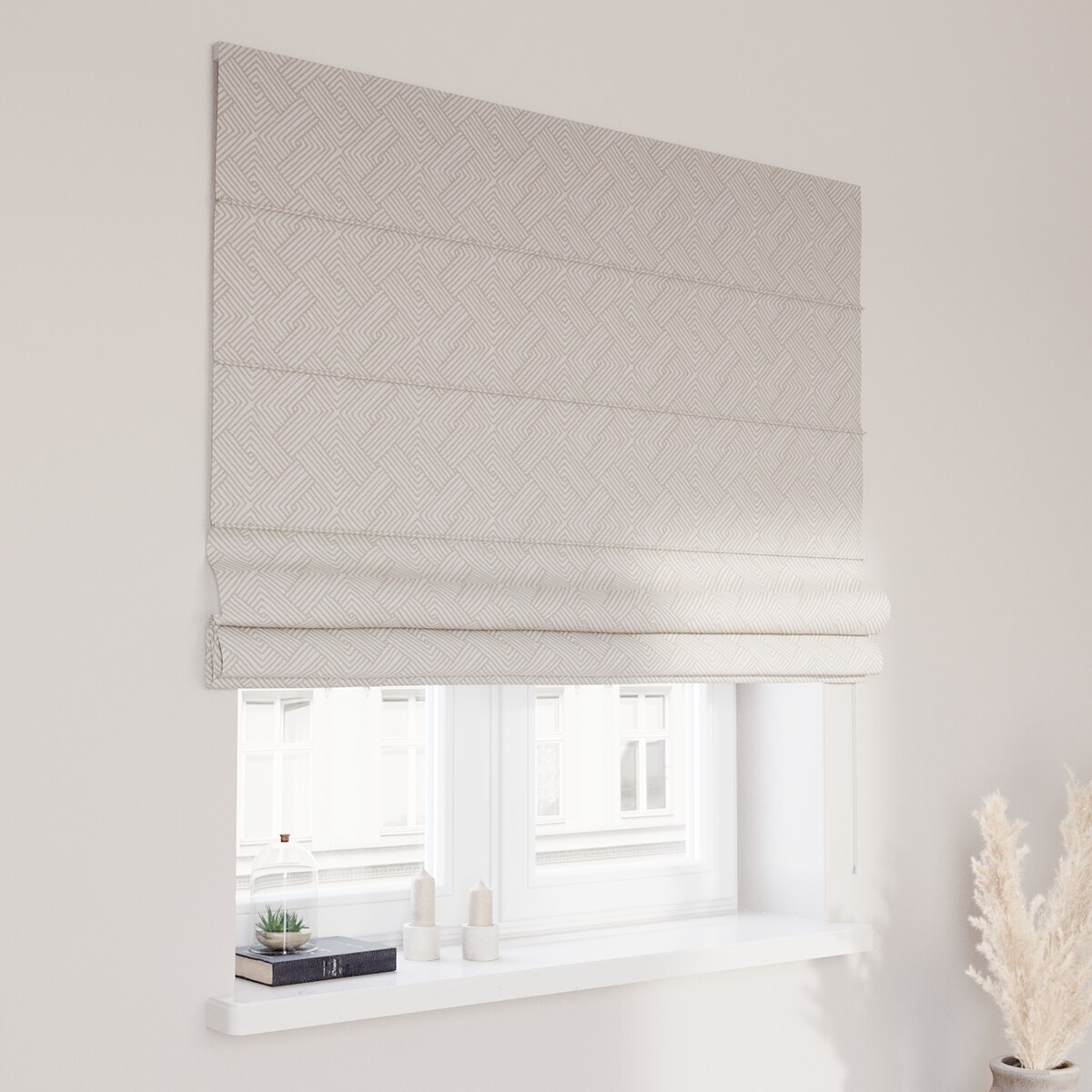 Roleta rzymska Capri, beżowo-kremowe geometryczne wzory, Sunny