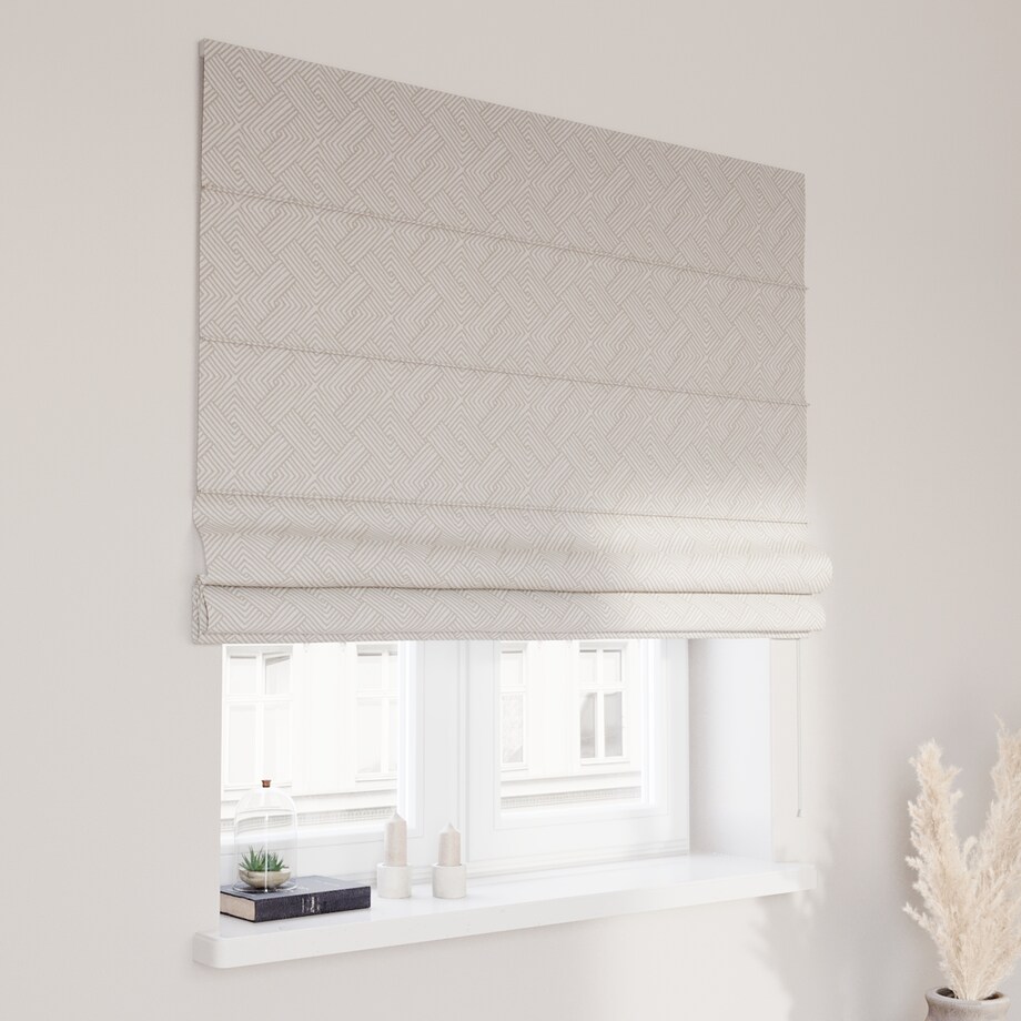 Roleta rzymska Capri, beżowo-kremowe geometryczne wzory, Sunny