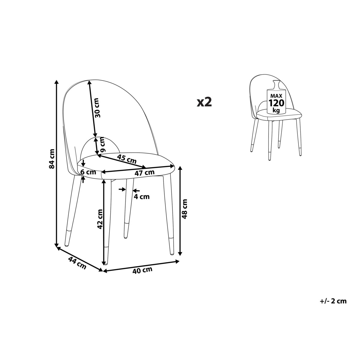 Zestaw 2 krzeseł do jadalni welurowy zielony MAGALIA