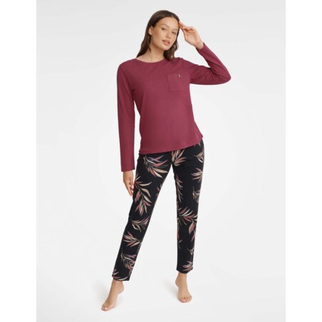 Piżama Garden 40929-83X Bordowo-Czarna Bordowo-Czarny, XL