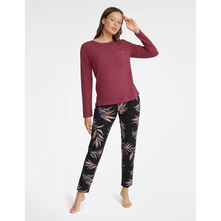 Piżama Garden 40929-83X Bordowo-Czarna Bordowo-Czarny, XL