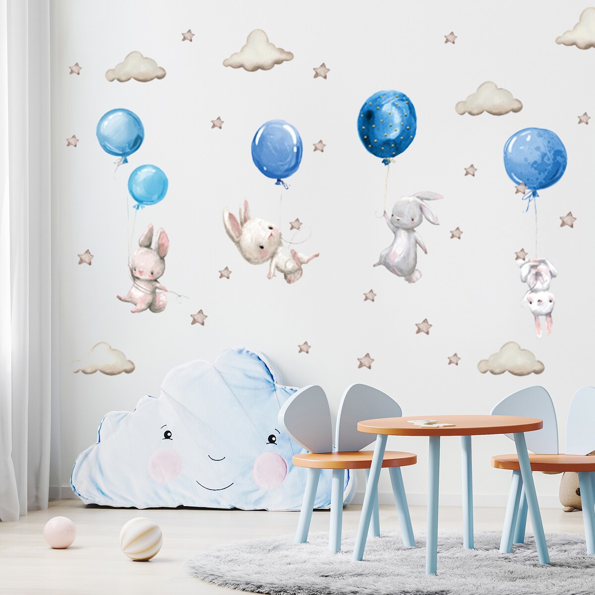 naklejki na ścianę do pokoju dziecka, sipo, niebieskie balony