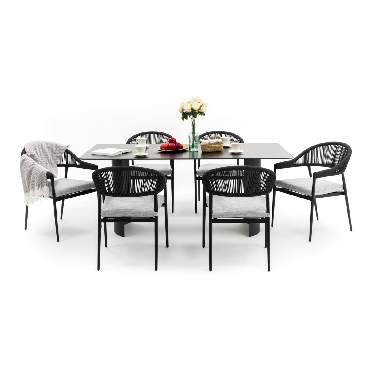 Zestaw mebli ogrodowych aluminiowe nowoczesne BELIZE LUX czarno szare